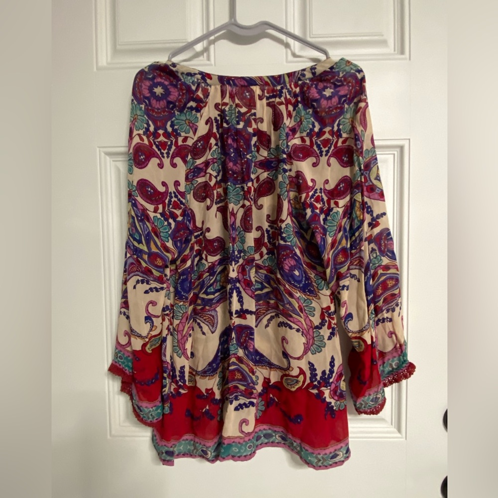 D- Multicolor Floral Paisley Boho Blouse View 5